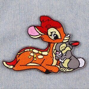 Bambi and Thumper Iron On Patch 3.8 Inch X 4 Inch Adorable Best Friends
